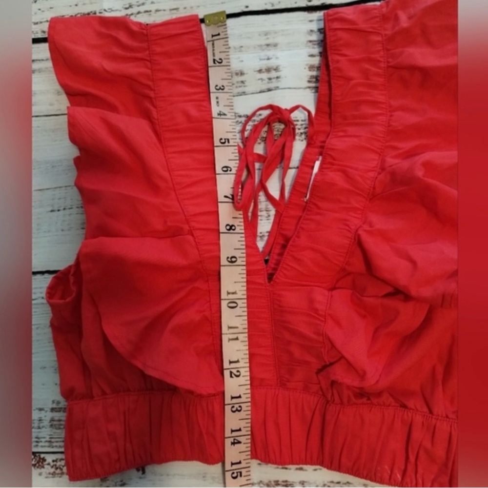Japna Red Ruffle Crop Top - Picture 4 of 6